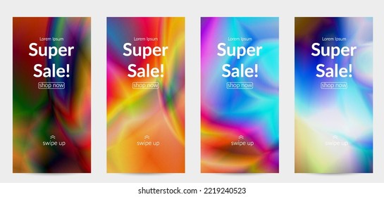 Abstract smooth gradient colors shiny flare moving effect. Northern lights vector background. Glowing hologram texture futuristic outer space energy flow creates psychedelic pattern.