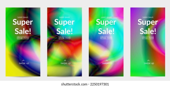 Abstract smooth gradient colors shiny flare moving effect. Northern lights vector background. Glowing hologram texture futuristic outer space energy flow creates psychedelic pattern.