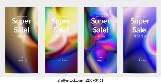 Abstract smooth gradient colors shiny flare moving effect. Northern lights vector background. Glowing hologram texture futuristic outer space energy flow creates psychedelic pattern.
