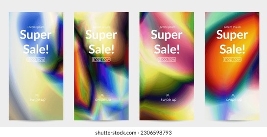 Abstract smooth gradient colors shiny flare moving effect. Northern lights vector background. Glowing hologram texture futuristic outer space energy flow creates psychedelic pattern.
