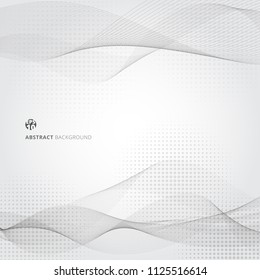 Abstract smooth gray color wave lines motion pattern. Vector illustration