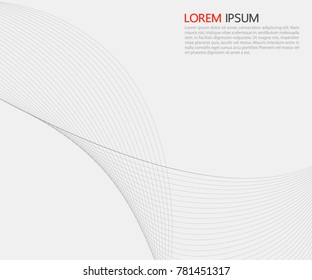 Abstract smooth gray wave line vector. Gray smoke. Business wave background. Technology wave banner