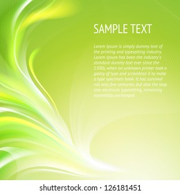 Abstract smooth green lines. Vector background, contains transparencies.
