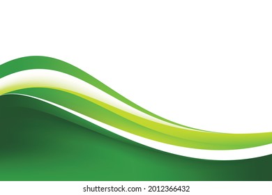 Abstract Smooth Green Natural Wavy Background Design Template Vector, Green Flowing Background Element with Copy Space for Text
