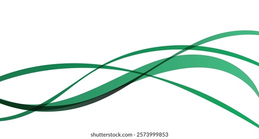 Abstract Smooth Green Natural Wavy Background Design Template Vector, Green Flowing Background eps10