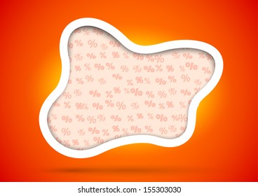 Abstract smooth hole frame with percent signs on background