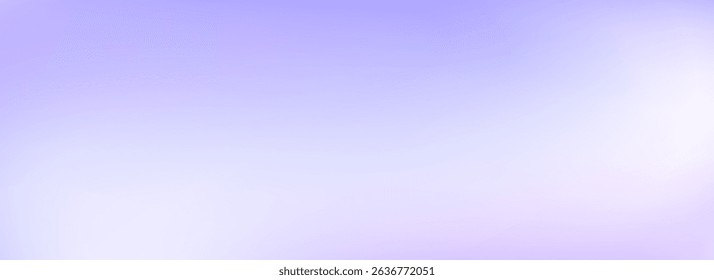 Abstract smooth lavender gradient background. Soft blurred light violet wallpaper. Universal pastel lilac color backdrop for banner, flyer, presentation, advertising. Vector subtle liquid cover