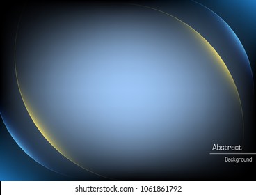 Abstract smooth light curves lines frame, shiny ellipse border, in dark blue colors and space for text. Vector illustration abstract background design for technology, science media or website.