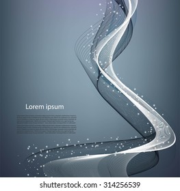 Abstract smooth lines on blue background