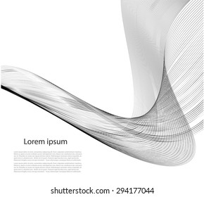 Abstract smooth lines on gray background with text