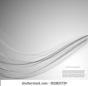 Abstract smooth lines on gray background with text