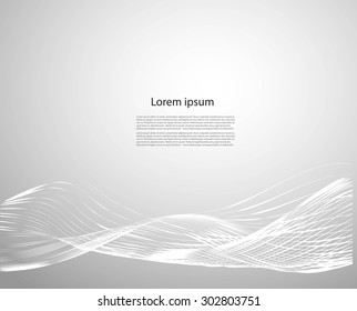 Abstract smooth lines on gray background with text