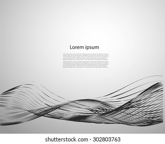 Abstract smooth lines on gray background with text