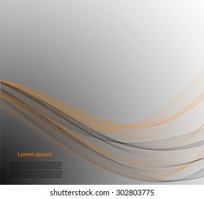 Abstract smooth lines on gray background with text