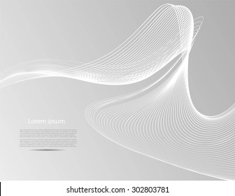 Abstract smooth lines on gray background with text