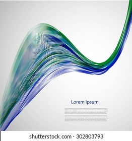 Abstract smooth lines on gray background with text