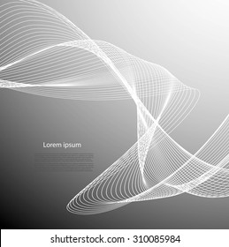 Abstract smooth lines on gray background with text