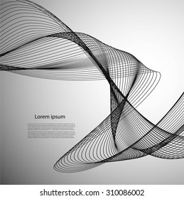 Abstract smooth lines on gray background with text