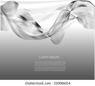 Abstract smooth lines on gray background with text