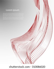 Abstract smooth lines on gray background with text