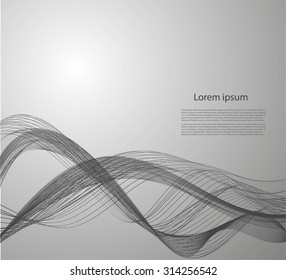 Abstract smooth lines on gray background