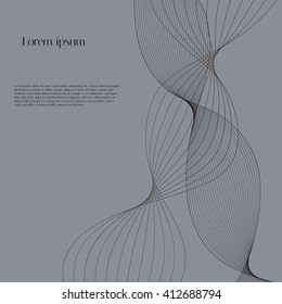 Abstract smooth lines on gray background with sample text. Abstract vector background for design magazines and leaflets
