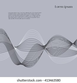 Abstract smooth lines on gray background with sample text. Abstract vector background for your design 