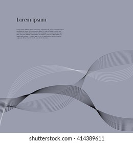Abstract smooth lines on gray background with sample text. Abstract vector background for your design 