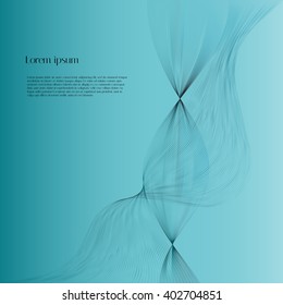 Abstract smooth lines on light blue background with text. Vector background with tulle for design catalogs