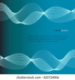 Abstract smooth lines on light blue background. Abstract vector background for text
