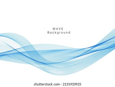 Resumen de diseño de vector de ondas de color azul de curva moderna lisa y suave en fondo blanco 