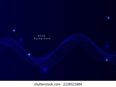 Abstract smooth modern dark pattern design blue color wave background vector