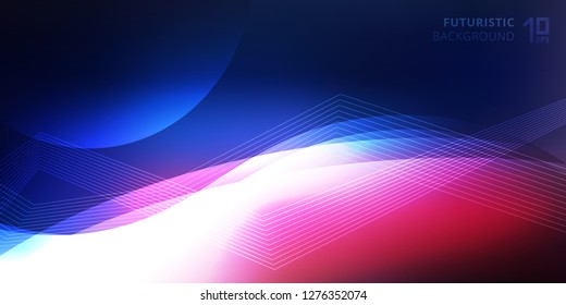 Abstract smooth neon glowing light lines wave futuristic background technology style. Vector illustration