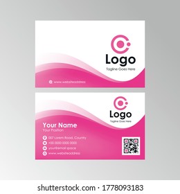 abstract smooth pink white wavy business card design, professional stylish name card template vector