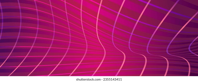 Abstract smooth plaid wavy background. Colorful purple-pink violet gradient wallpaper. Modern shiny gradient wave lines on magenta background. Suit for poster, cover, banner, brochure, website, sale