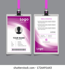 Abstract Smooth Purple White Curve Id Card Design, Professional Identity Card Template Vector for Employee and Others