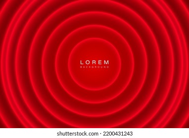 Abstract smooth red circle background. Elegant red glowing round geometric shape. 3d vector. Minimalist style. Suit for banner, poster, cover, business, presentation, brochure, website, card, flyer