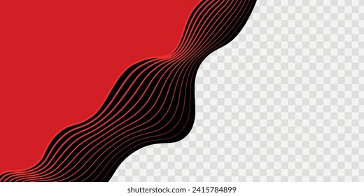 Abstract smooth red waves on black background vector illustration modern and transparent style