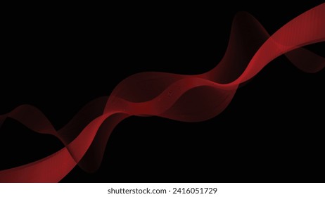 Resumen de ondas rojas lisas sobre fondo negro. ilustración vectorial.