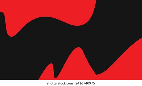 Abstract smooth red waves on black background. vector illustration	