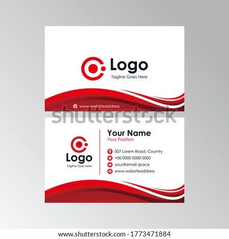 abstract smooth red wavy business card on white design, professional stylish name card template vector ON 
