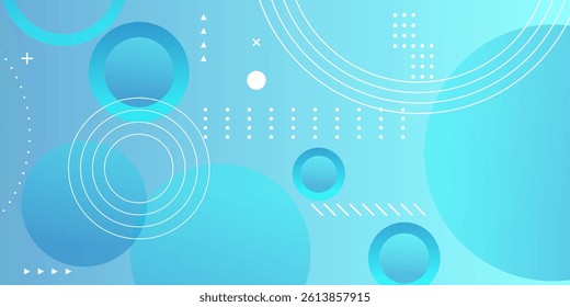 Abstract smooth sky blue low light gradient background with geometric circle shapes - abstract lines design background vector illustration. High quality degital graphic. Futuristic technology consept.