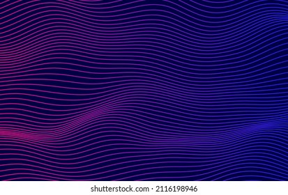 Abstract smooth thin lines on dark blue background. Futuristic technology design backdrop with purple and blue gradient transition.  - Shutterstock ID 2116198946