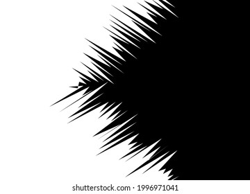 Abstract smooth transition from black to white with sharp broken lines. Abstract hair. Modern abstract black and white vector background.