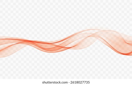 Abstract smooth transparent wave design element. The apricot-colored wave moves in a curved, smoky stream. Apricot colored wave.