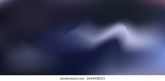 Gradiente de vetor suave abstrato com formas de onda em camadas e bordas suaves em azul índigo ardósia e branco gelado. Oferece um fundo fresco e sereno para apresentações, cartaz de arte digital, designs de interface do usuário.