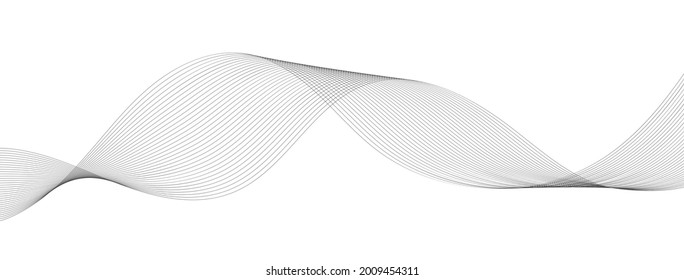 Abstract smooth wave background. Monochrome line art. Waved lines for technology, digital, brochure, website, flyer design. Curve grey line. Vector illustration