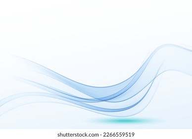 Abstract smooth wave blue vector. Flow curve blue motion illustration. Vector lines.