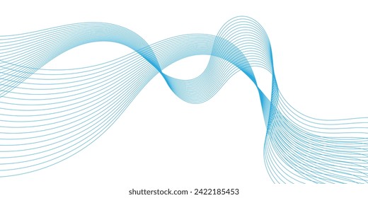 Abstract smooth wave on a white background. Dynamic sound wave flowing wave lines