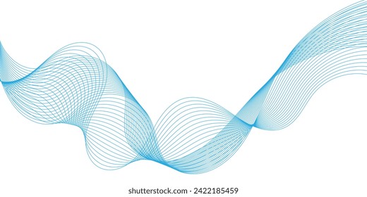 Abstract smooth wave on a white background. Dynamic sound wave flowing wave lines